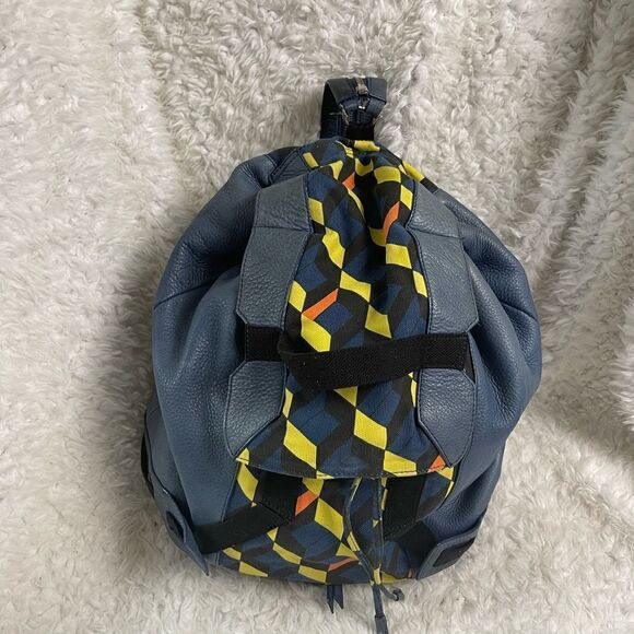 Schuyler & Sons Philadelphia leather Bleu & multi color backpack/Sling b… - Picture 3 of 16